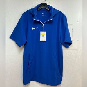 Nike  Men’s Short-Sleeve Hooded Woven Coaches Jacket 1/4 Zip Blue